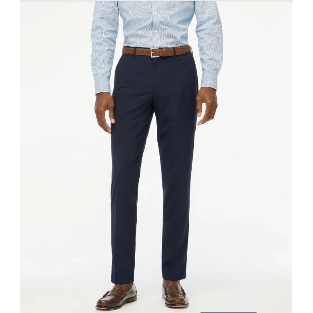 J Crew Mens Thompson Four Season Dress Pants 38X30 Navy Blue Wool Blend NWT